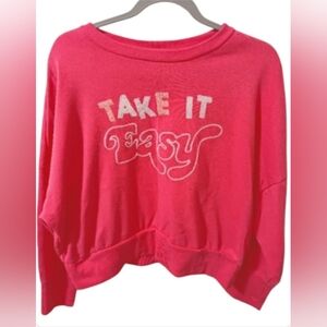 NEW OLD NAVY HOT PINK LONG SLEEVE CROPPED SWEATER  XL